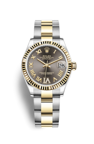 Rolex Datejust 31 Stainless Steel / Yellow Gold / Fluted / Grey - Roman / Oyster 278273-0017