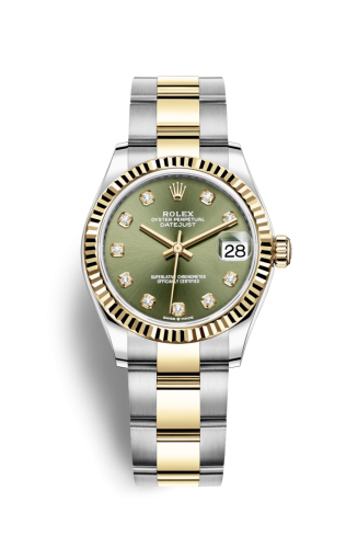 Rolex Datejust 31 Stainless Steel / Yellow Gold / Fluted / Olive - Diamond / Oyster 278273-0029