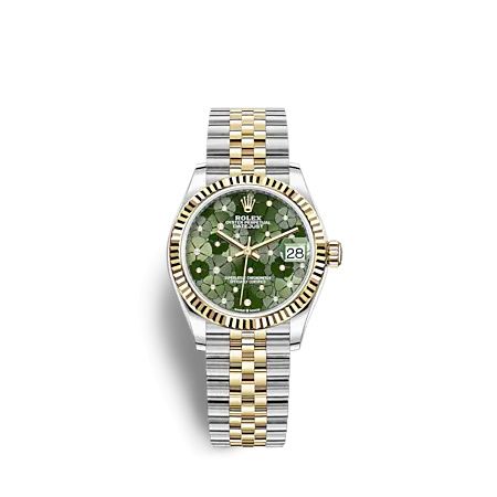 Rolex Datejust 31 Stainless Steel / Yellow Gold / Fluted / Olive - Floral / Jubilee 278273-0032