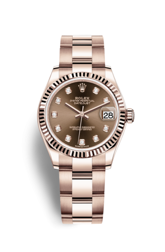 Rolex Datejust 31 Rose Gold / Fluted / Chocolate - Diamond / Oyster 278275-0017