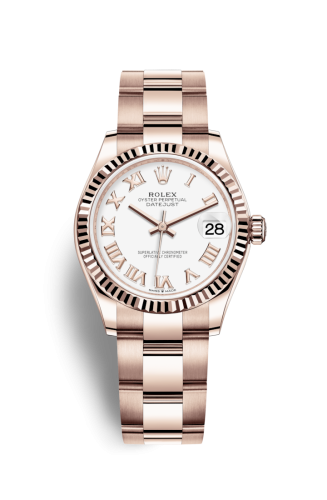 Rolex Datejust 31 Rose Gold / Fluted / White - Roman / Oyster 278275-0018
