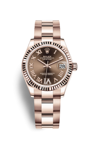 Rolex Datejust 31 Rose Gold / Fluted / Chocolate - Roman / Oyster 278275-0024