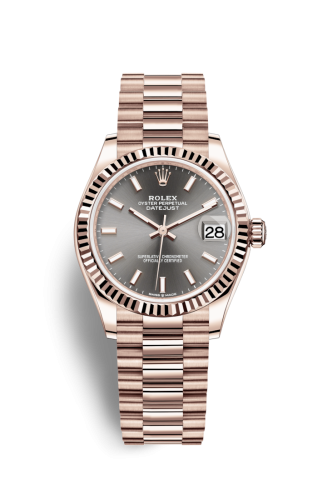 Rolex Datejust 31 Rose Gold / Fluted / Grey / President 278275-0027