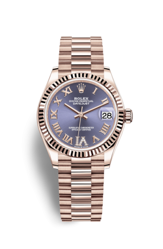 Rolex Datejust 31 Rose Gold / Fluted / Aubergine - Roman / President 278275-0029