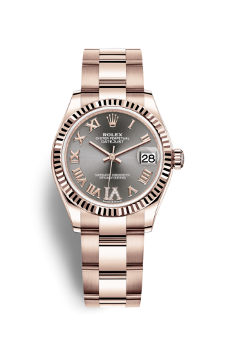 Rolex Datejust 31 Rose Gold / Fluted / Grey - Roman / Oyster 278275-0032
