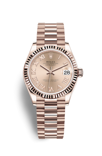 Rolex Datejust 31 Rose Gold / Fluted / Rose - Roman / President 278275-0035