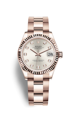 Rolex Datejust 31 Rose Gold / Fluted / Silver - Diamond / Oyster 278275-0038