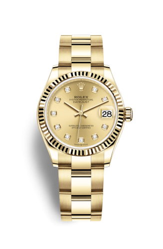 Rolex Datejust 31 Yellow Gold / Fluted / Champagne - Diamond / Oyster 278278-0016