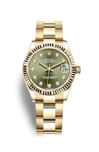 Rolex Datejust 31 Yellow Gold / Fluted / Olive - Diamond / Oyster 278278-0018