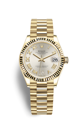 Rolex Datejust 31 Yellow Gold / Fluted / Silver - Roman / President 278278-0028
