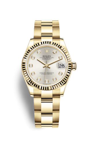 Rolex Datejust 31 Yellow Gold / Fluted / Silver - Diamond / Oyster 278278-0033