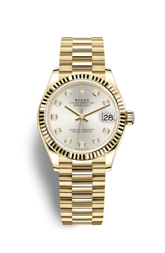 Rolex Datejust 31 Yellow Gold / Fluted / Silver - Diamond / President 278278-0034