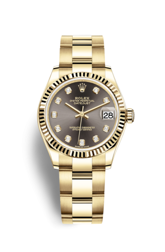 Rolex Datejust 31 Yellow Gold / Fluted / Grey - Diamond / Oyster 278278-0035