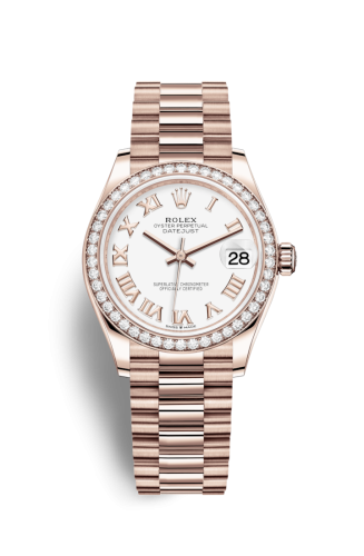 Rolex Datejust 31 Rose Gold / Diamond / White - Roman / President 278285RBR-0008