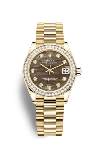 Rolex Datejust 31 Yellow Gold / Diamond / Black MOP / President 278288RBR-0032