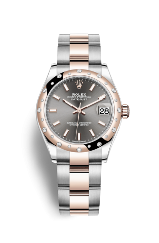 Rolex Datejust 31 Stainless Steel/ Rose Gold / Domed - Diamond / Grey / Oyster 278341RBR-0017
