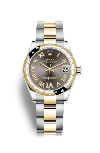 Rolex Datejust 31 Stainless Steel / Yellow Gold / Domed - Diamond / Grey - Roman / Oyster 278343RBR-0017