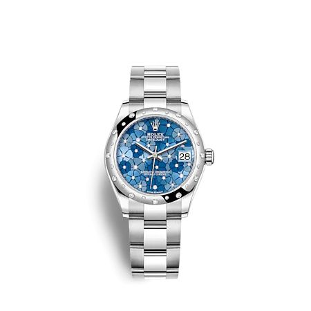 Rolex Datejust 31 Stainless Steel / Domed - Diamond / Blue - Floral / Oyster 278344RBR-0037