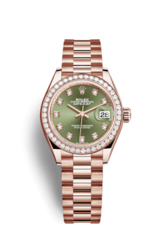 Rolex Lady-Datejust 28 Everose Diamond / President / Olive Diamond 279135RBR-0014