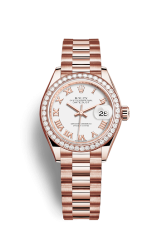 Rolex Lady-Datejust 28 Everose Diamond / President / White Roman 279135RBR-0023