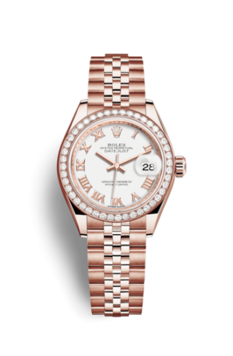 Rolex Lady-Datejust 28 Everose Diamond / Jubilee / White Roman 279135RBR-0024