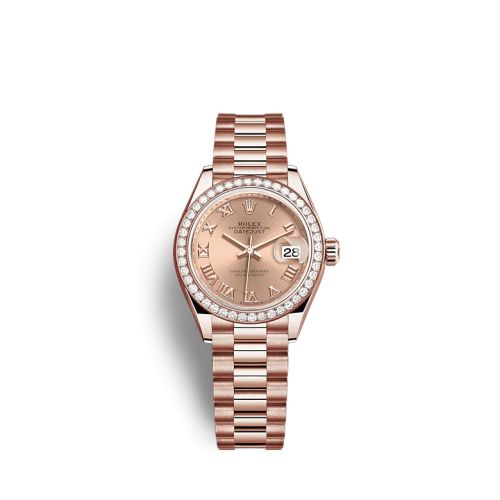 Rolex Lady-Datejust 28 Rose Gold / Diamond / Rose - Roman / President 279135RBR-0027