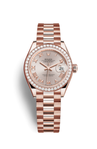 Rolex Lady-Datejust 28 Everose Diamond / President / Sundust Roman 279135rbr-0013