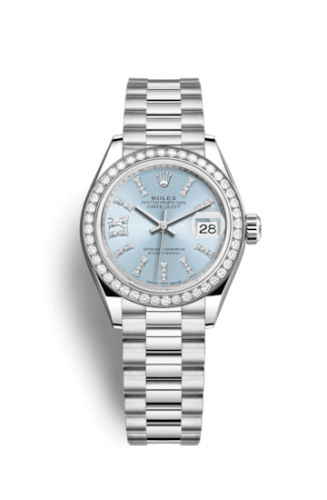 Rolex Lady-Datejust 28 Platinum Diamond / President / Ice Blue Diamonds 279136rbr-0001