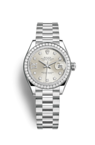 Rolex Lady-Datejust 28 Platinum Diamond / President / Silver Diamonds 279136rbr-0003