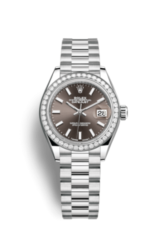 Rolex Lady-Datejust 28 Platinum Diamond / President / Dark Grey 279136rbr-0009