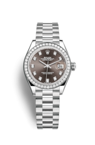 Rolex Lady-Datejust 28 Platinum Diamond / President / Grey Diamonds 279136rbr-0011