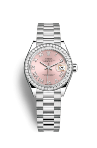 Rolex Lady-Datejust 28 Platinum Diamond / President / Pink Roman 279136rbr-0012