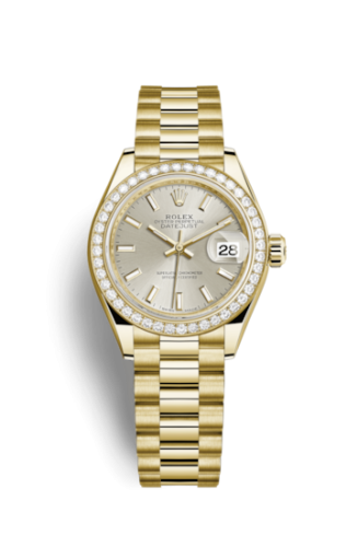 Rolex Lady-Datejust 28 Yellow Gold Diamond / President / Silver 279138RBR-0005