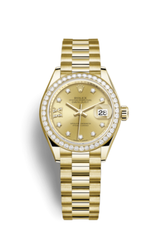 Rolex Lady-Datejust 28 Yellow Gold Diamond / President / Champagne Diamonds 279138RBR-0006