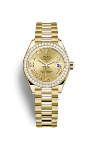 Rolex Lady-Datejust 28 Yellow Gold Diamond / President / Champagne Roman 279138RBR-0021