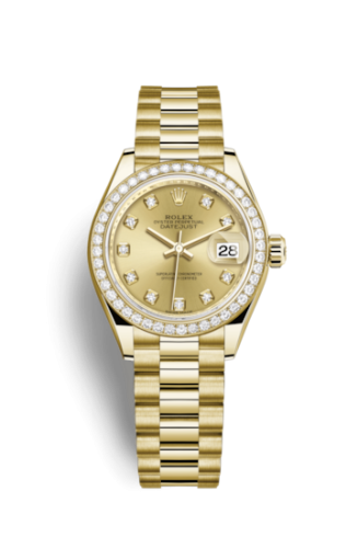 Rolex Lady-Datejust 28 Yellow Gold Diamond / President / Champagne Diamond 279138RBR-0023