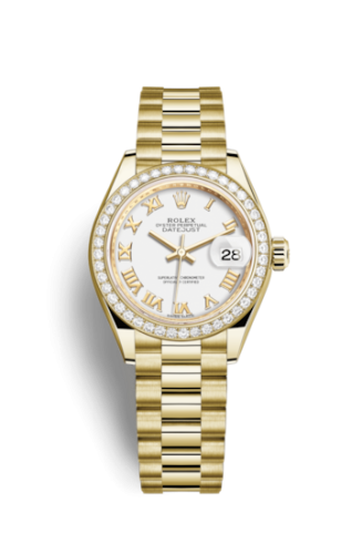 Rolex Lady-Datejust 28 Yellow Gold Diamond / President / White Roman 279138RBR-0031