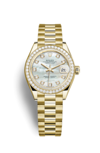 Rolex Lady-Datejust 28 Yellow Gold Diamond / President / MOP 279138rbr-0015