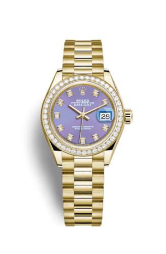 Rolex Lady-Datejust 28 Yellow Gold Diamond / President / Lavender Diamond 279138rbr-0027