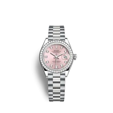 Rolex Lady-Datejust 28 White Gold - Diamond / President / Pink - Diamond 279139RBR-0001