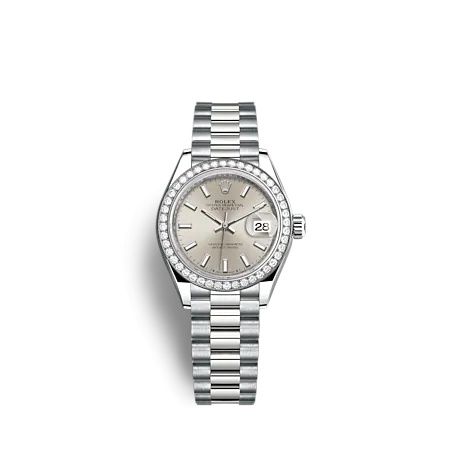 Rolex Lady-Datejust 28 White Gold - Diamond / President / Silver 279139RBR-0006