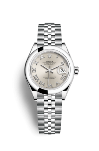 Rolex Lady-Datejust 28 Stainless Steel Domed / Jubilee / Silver Roman 279160-0007