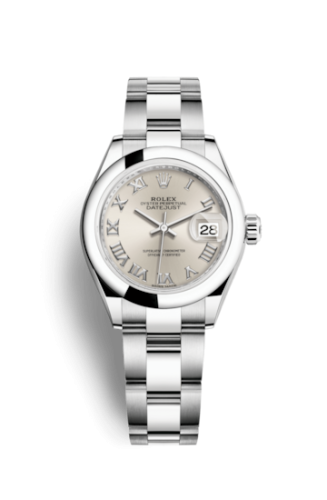 Rolex Lady-Datejust 28 Stainless Steel Domed / Oyster / Silver Roman 279160-0008