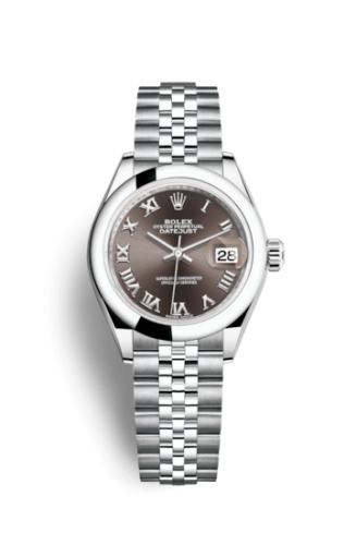Rolex Lady-Datejust 28 Stainless Steel Domed / Jubilee / Dark Grey Roman 279160-0011