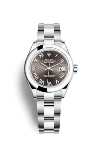 Rolex Lady-Datejust 28 Stainless Steel Domed / Oyster / Dark Grey Roman 279160-0012