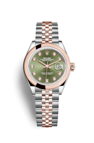 Rolex Lady-Datejust 28 Rolesor Rose Domed / Jubilee / Olive Diamond 279161-0007