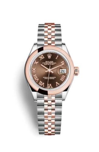Rolex Lady-Datejust 28 Rolesor Rose Domed / Jubilee / Chocolate Roman 279161-0009