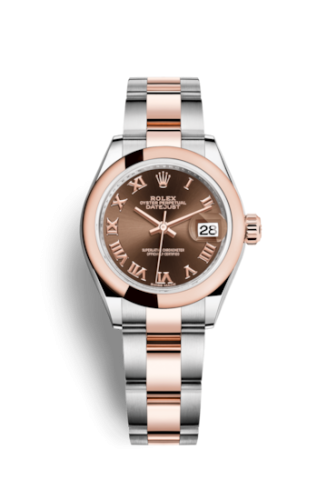 Rolex Lady-Datejust 28 Rolesor Rose Domed / Oyster / Chocolate Roman 279161-0010