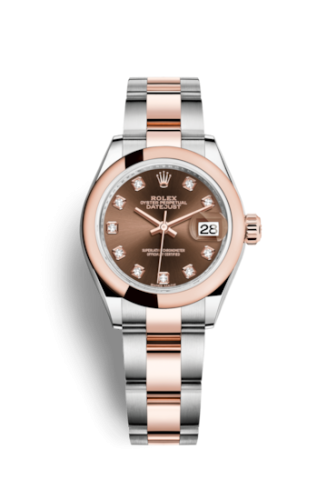 Rolex Lady-Datejust 28 Rolesor Rose Domed / Oyster / Chocolate Diamond 279161-0012