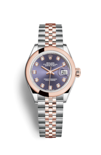 Rolex Lady-Datejust 28 Rolesor Rose Domed / Jubilee / Aubergine Diamonds 279161-0015